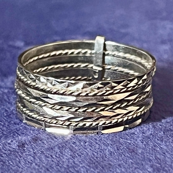 Sterling Silver Multi Band Seven Band Ring - Picture 1 of 8